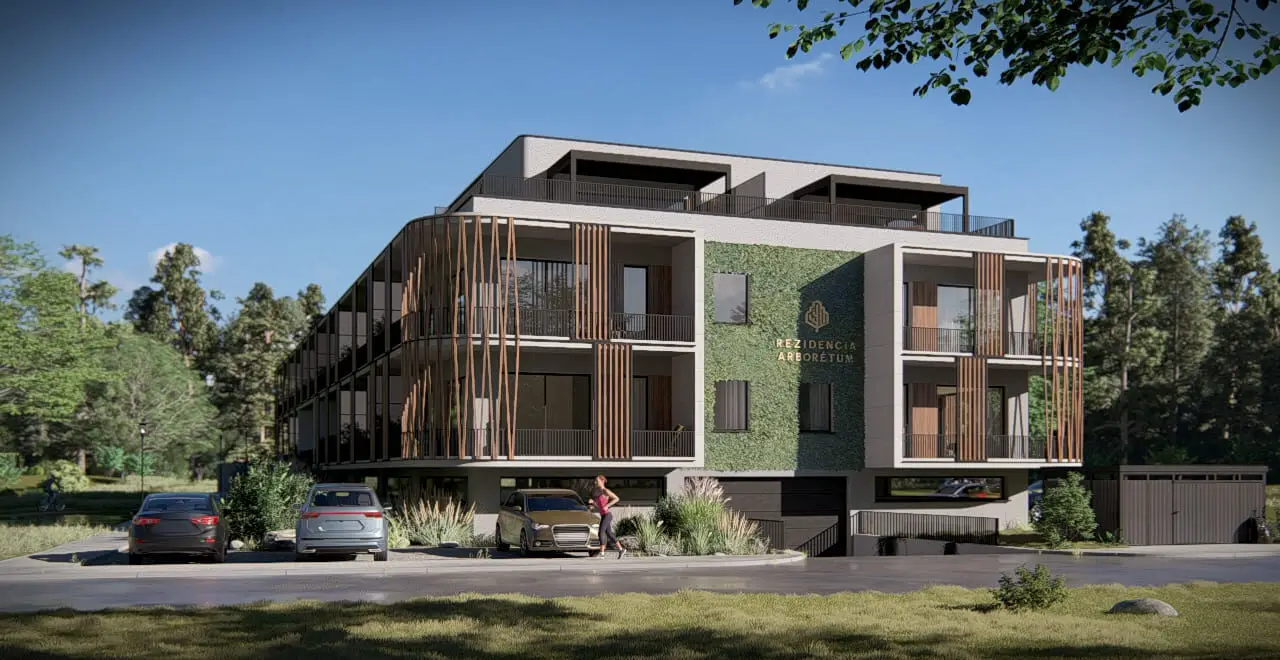 Novostavba Rezidencia Arborétum – moderná architektúra bytového domu pri Hrádockom arboréte
