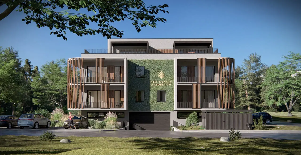 Pohľad na bytový projekt Rezidencia Arborétum z bočnej strany – byty na predaj v Liptovskom Hrádku
